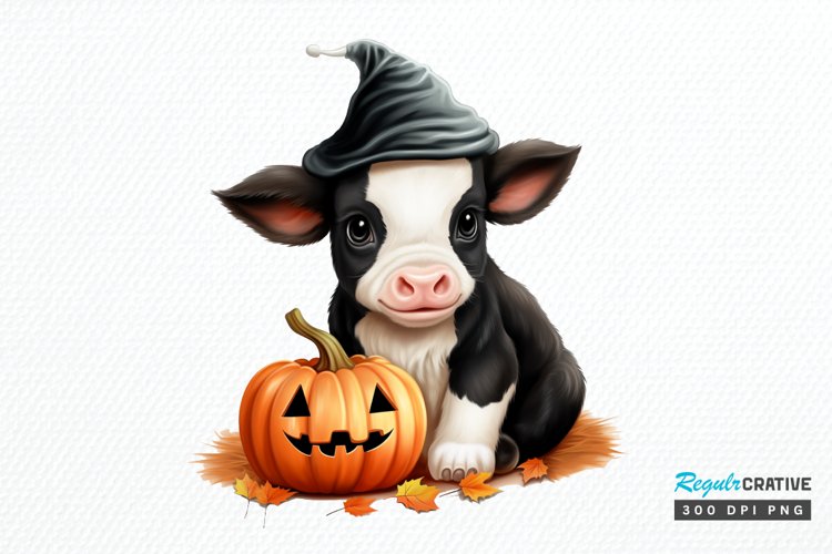Cute Baby Cow For Halloween PNG Clipart