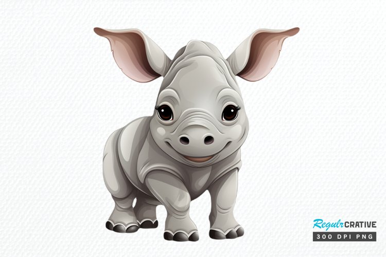 Cute Cartoon Rhino PNG Clipart example image 1
