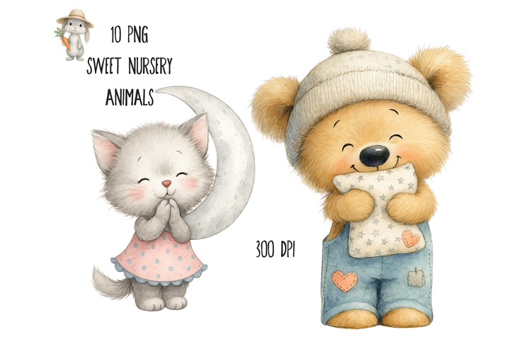 Cute Animal Clipart Bundle 10 PNG | High-Quality 300 DPI