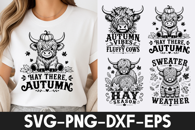 Highland Cow Autumn Shirt Design SVG PNG