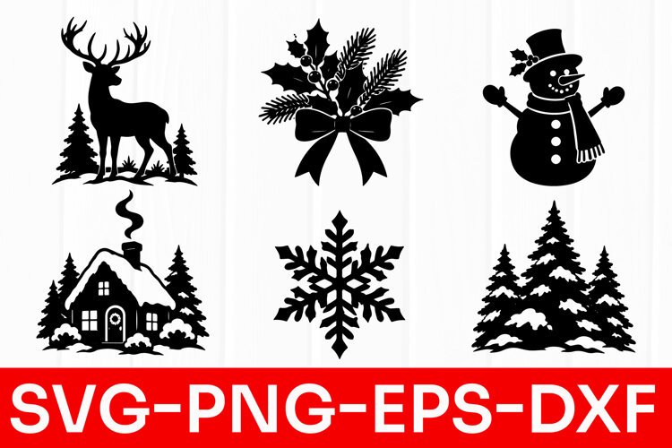 Christmas Silhouette SVG PNG example image 1