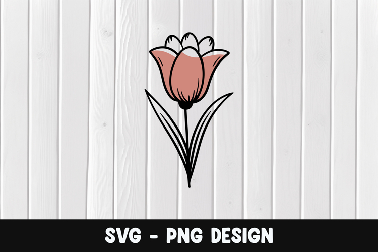 Pink Tulip flower svg, pink flower png example image 1