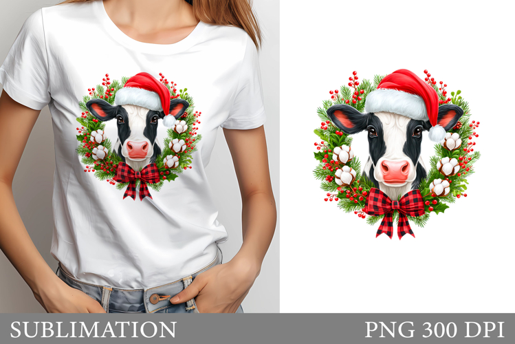 Christmas Cow T-Shirt Design. Christmas Cow Sublimation