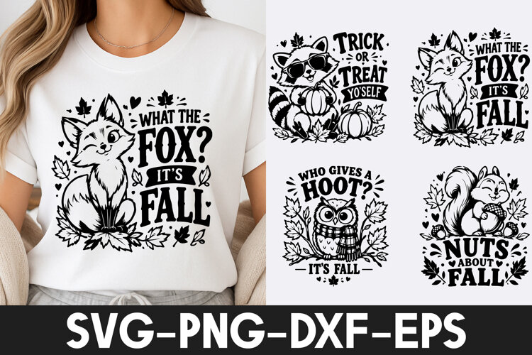 What The Fox It's Fall Autumn SVG PNG example image 1