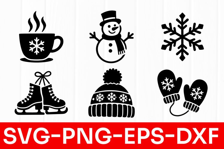 Minimalist Winter Christmas Icons SVG PNG example image 1