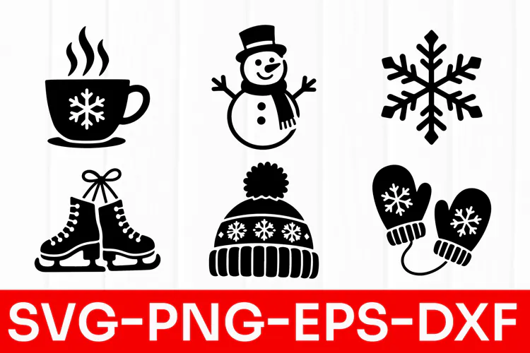 Minimalist Winter Christmas Icons SVG PNG