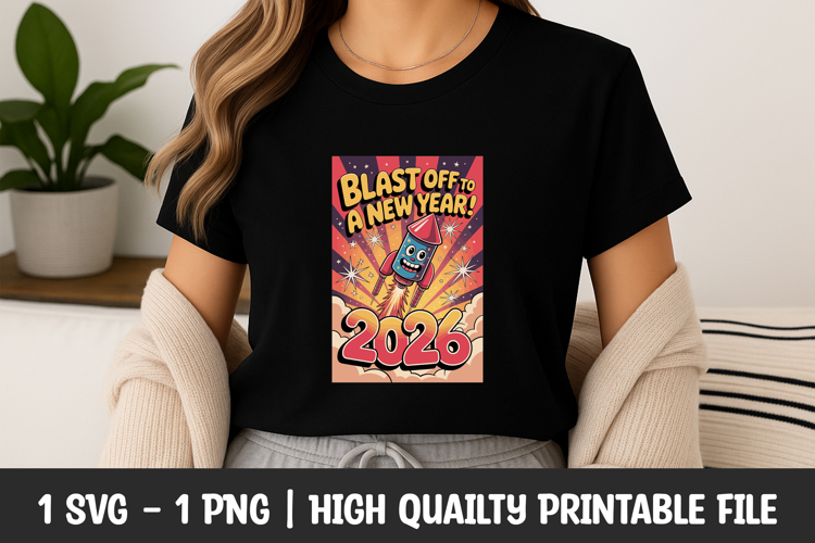 Blast Off New Year 2026 SVG example image 1