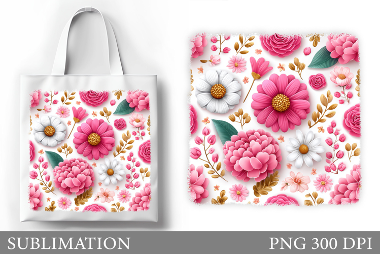 Flowers Tote Bag Design. Floral Tote Bag Sublimation