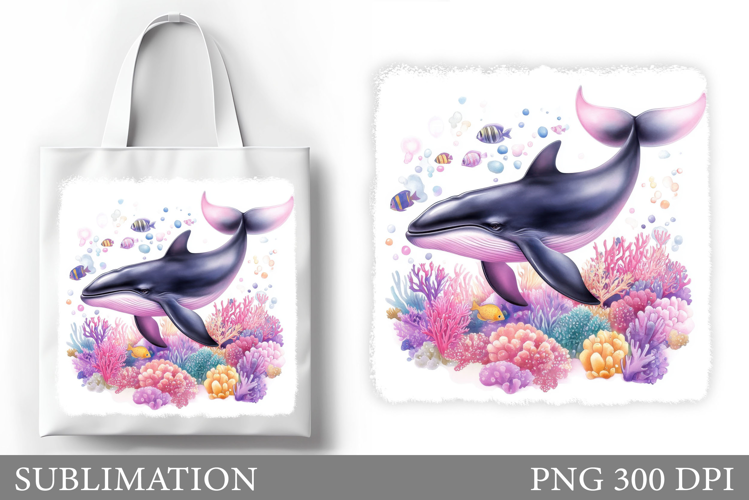 Whale Tote Bag Sublimation. Whale Sublimation