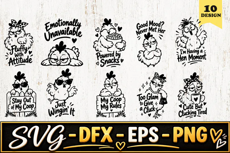 Funny Chicken Quotes Cartoon SVG PNG