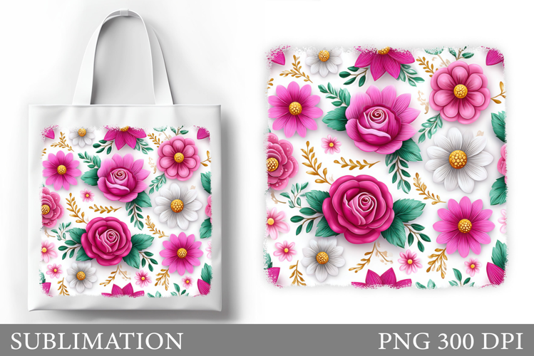 Flowers Tote Bag Design. Floral Tote Bag Sublimation