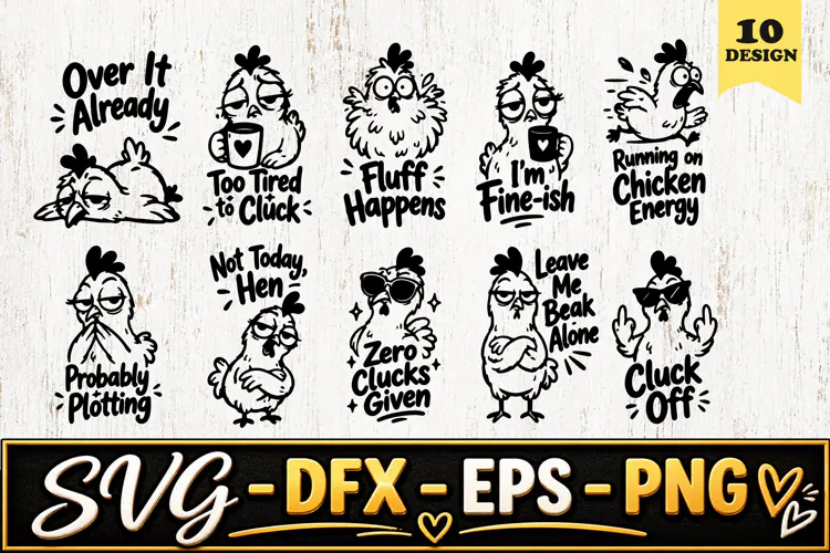 Funny Chicken Quotes Cartoon SVG PNG