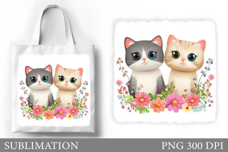 Cute Cats Sublimation. Cute Cat Tote Bag Sublimation