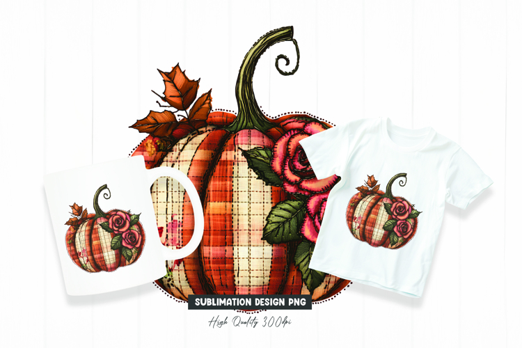 Plaid Rose Autumn Pumpkin Clipart