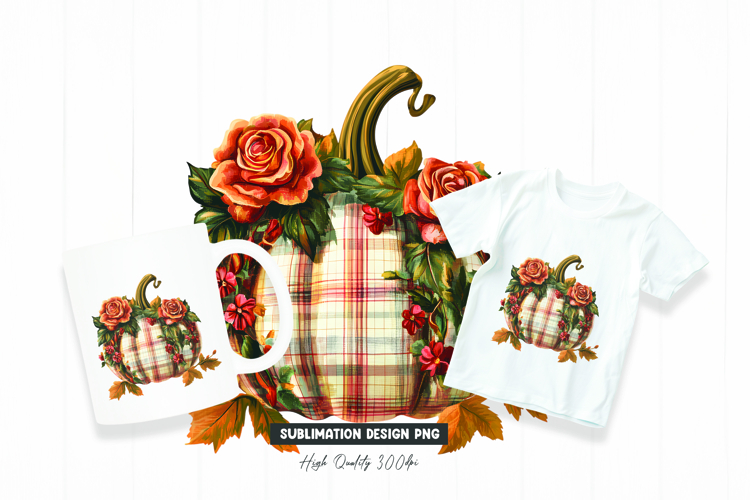 Plaid Rose Autumn Pumpkin Clipart