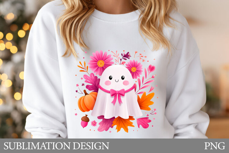 Cute Ghost Sublimation. Cute Ghost T-Shirt Design example image 1