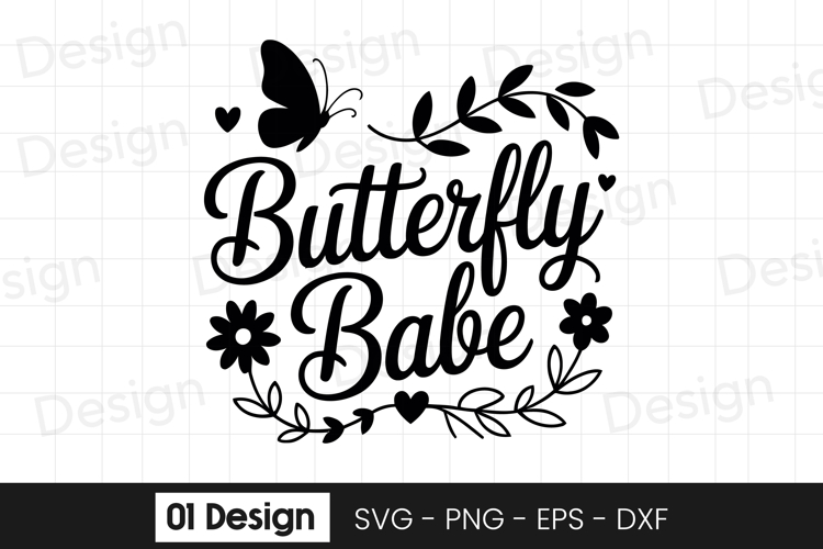 Butterfly Babe Typography SVG PNG