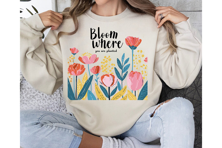 Retro flower png, Bloom where you are planted png