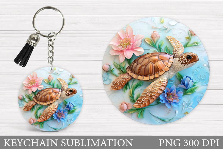 Turtle Keychain Sublimation. Turtle Keychain Design