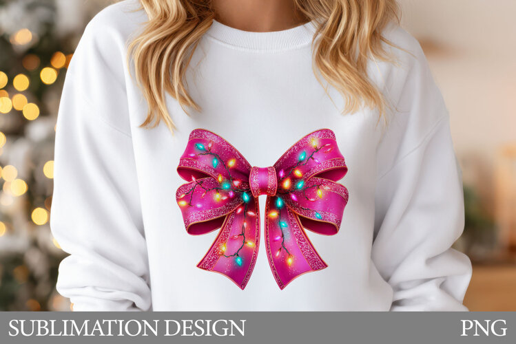 Christmas Bow Sublimation. Christmas Bow T-Shirt Design example image 1