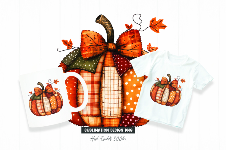 Patchwork Autumn Pumpkin Clipart Design