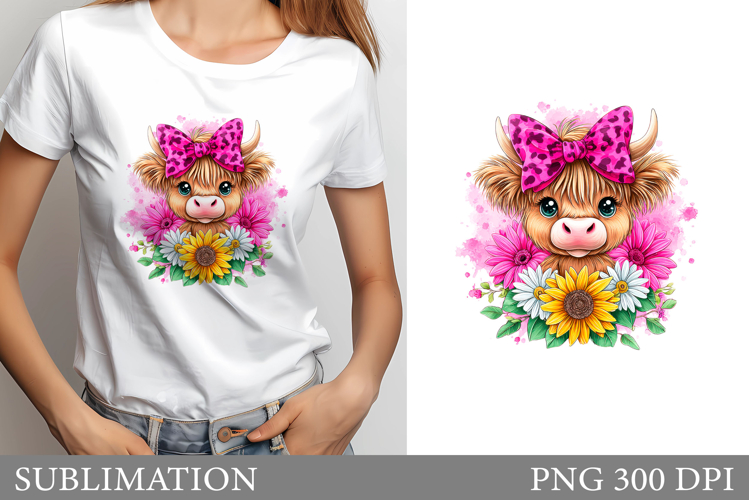 Cute Cow Sublimation. Cute Cow T-Shirt Design example image 1
