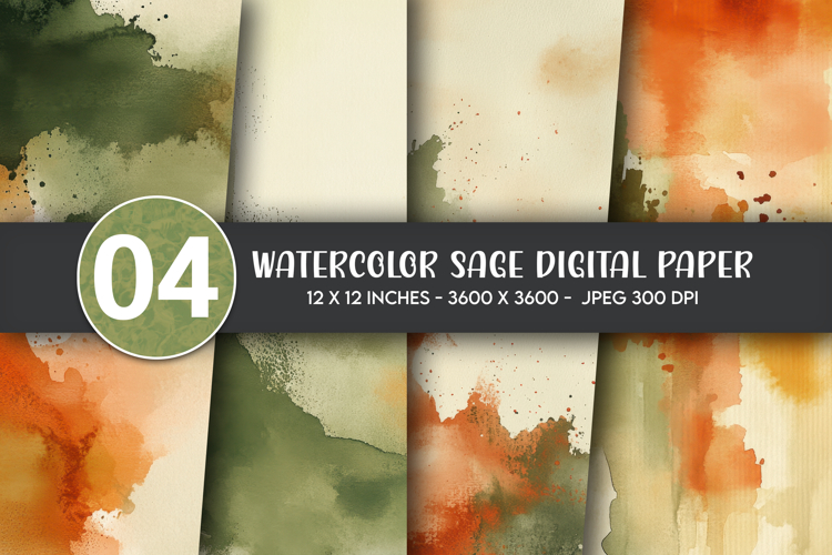 Watercolor Sage Digital Paper