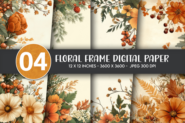 Floral Frame Digital Paper