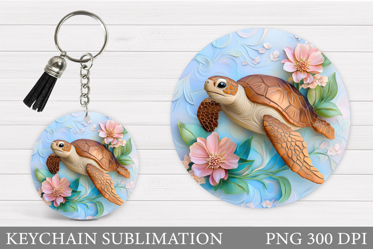 Turtle Keychain Sublimation. Turtle Keychain Design