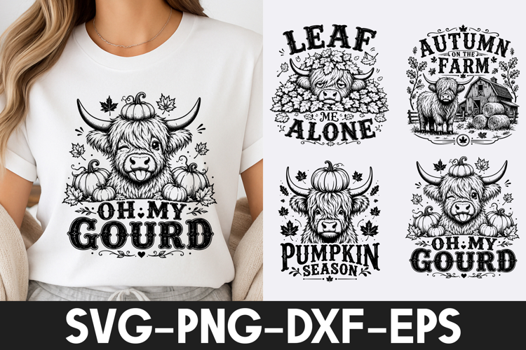 Oh My Gourd Highland Cow Pumpkin SVG PNG
