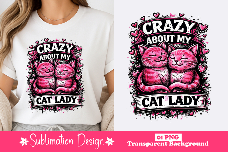 Crazy Cat Lady Valentine Clipart PNG
