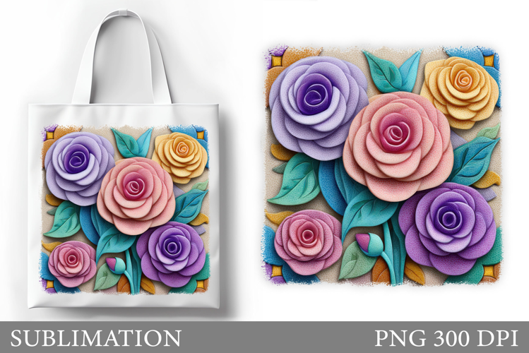 Roses Tote Bag Design. Flowers Roses Sublimation