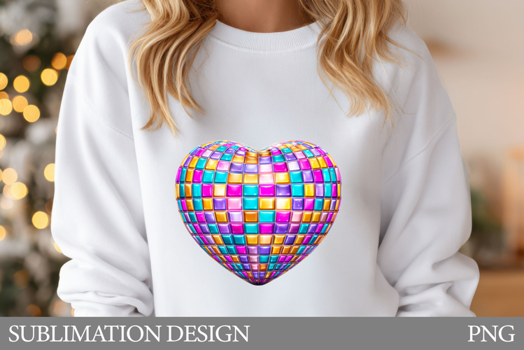 Disco Heart Sublimation. Heart T-Shirt Design