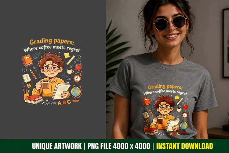 Professor Cartoon PNG Sublimation Faculty Art