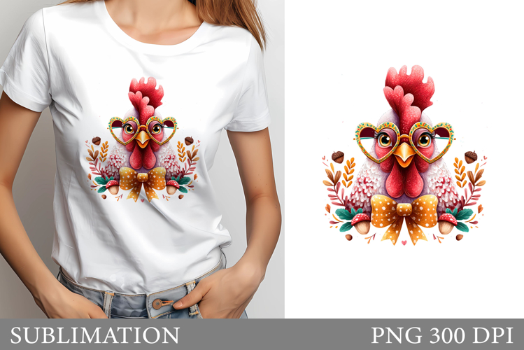Fall Chicken Sublimation. Fall Chicken T-Shirt Design