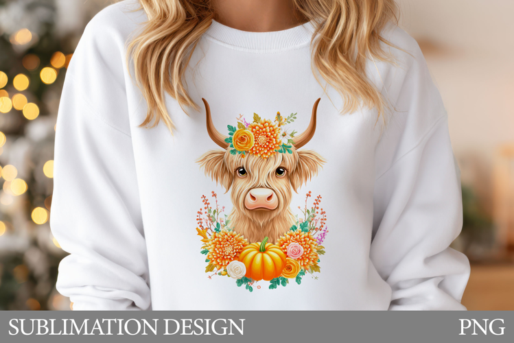 Fall Cow Sublimation. Fall Cow T-Shirt Design