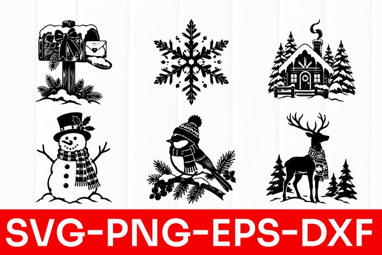Rustic Christmas Winter SVG PNG example image 1