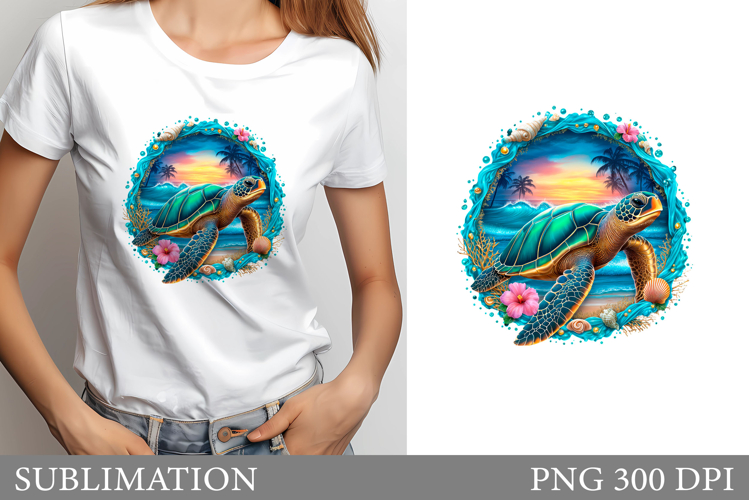Turtle Sublimation. Sea Turtle T-Shirt Design example image 1