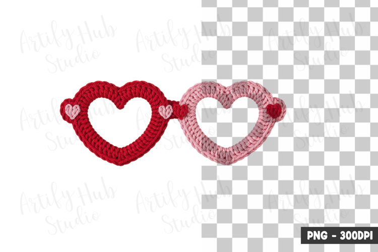 Heart Glasses Knit Clipart PNG