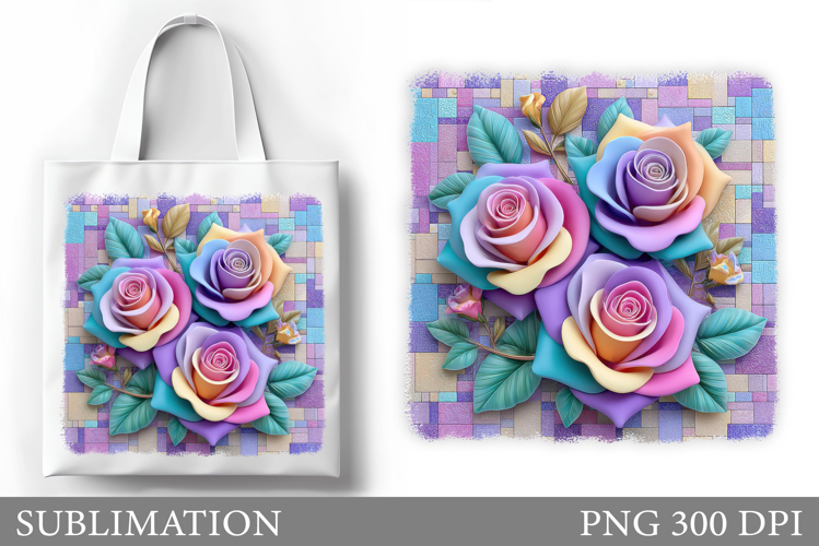 Roses Tote Bag Design. Flowers Roses Sublimation