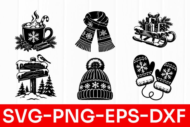 Cozy Winter Christmas SVG PNG example image 1