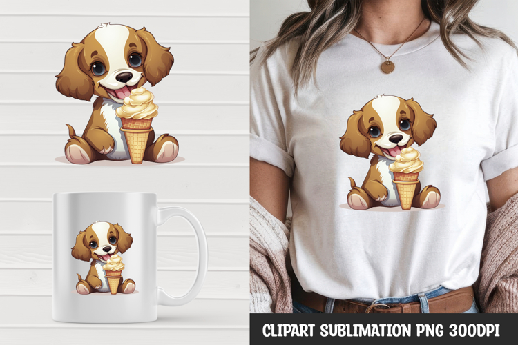Kawaii puppy t-shirt, mug wrap, clipart sublimation design