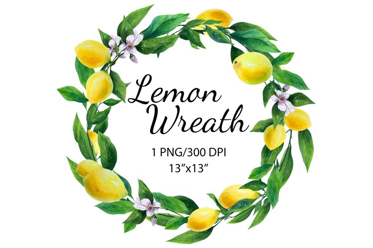 Watercolor Lemon Wreath Clipart. Frame Clipart, PNG