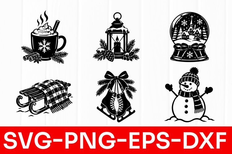 Cozy Christmas Winter Clipart SVG PNG example image 1