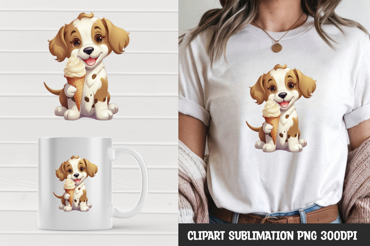 Kawaii puppy t-shirt, mug wrap, clipart sublimation design