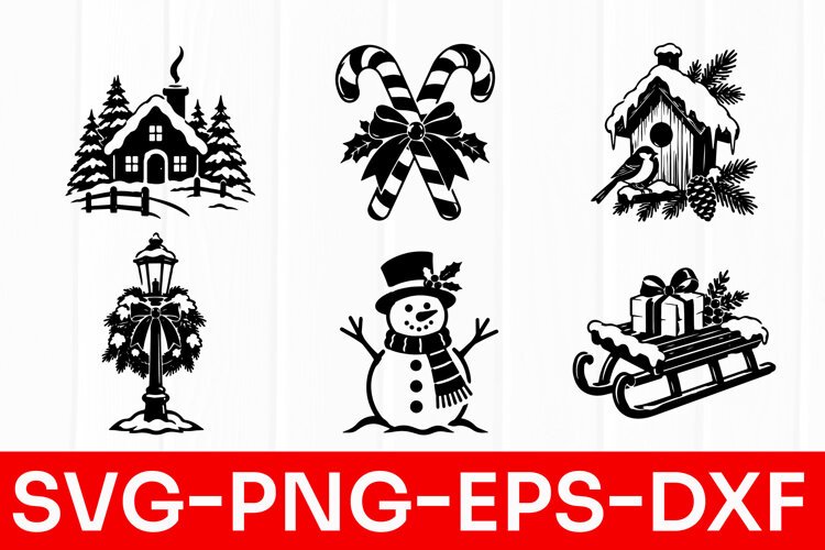 Christmas Snowy Winter Clipart SVG PNG example image 1
