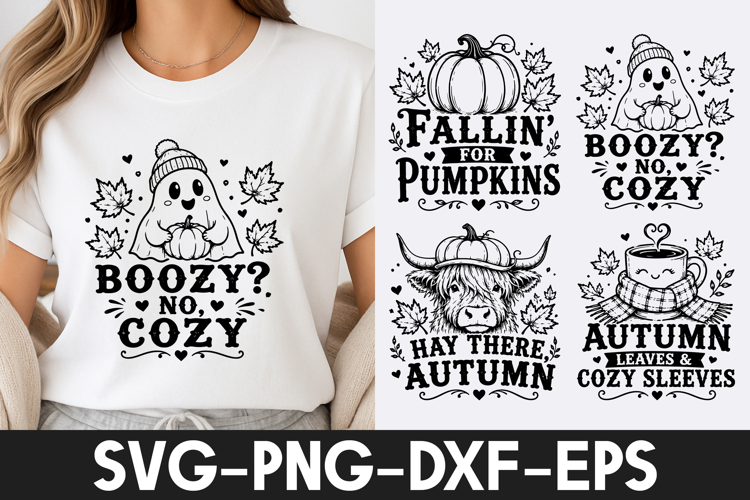 Cozy Pumpkin Ghost Fall Halloween Design SVG PNG