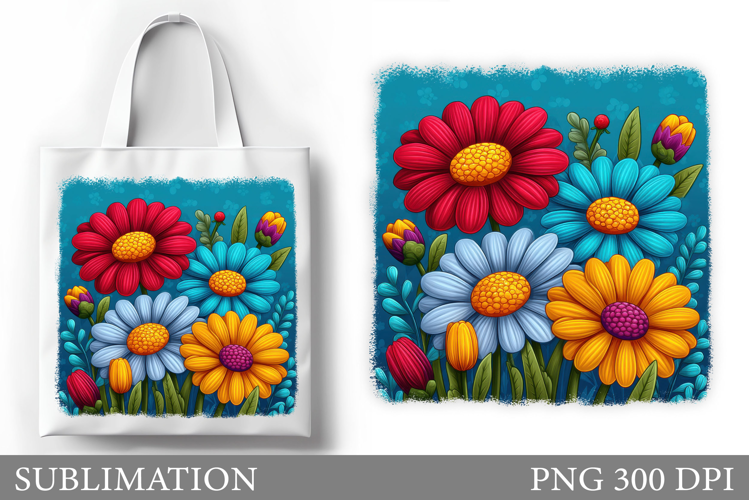 Flowers Tote Bag Design. Floral Tote Bag Sublimation
