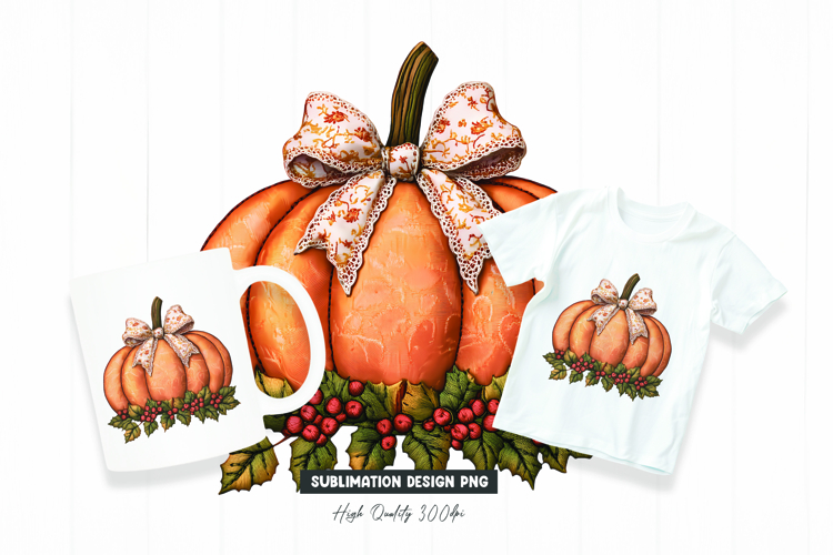 Lace Bow Autumn Pumpkin Clipart