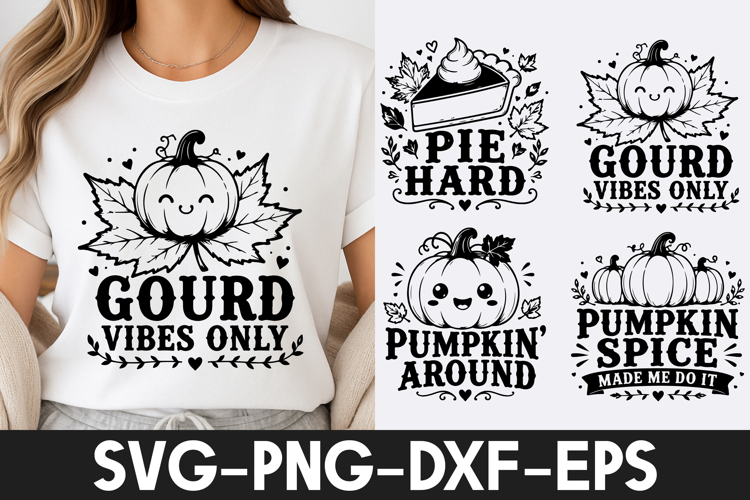 Gourd Vibes Only Cute Pumpkin Fall SVG PNG